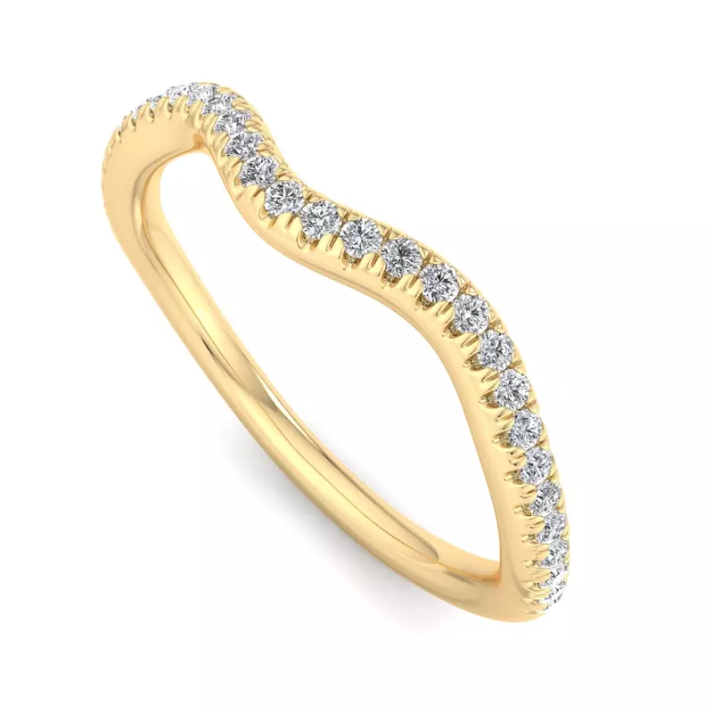 14K Yellow Gold Kaliyah Curved Pavé Band