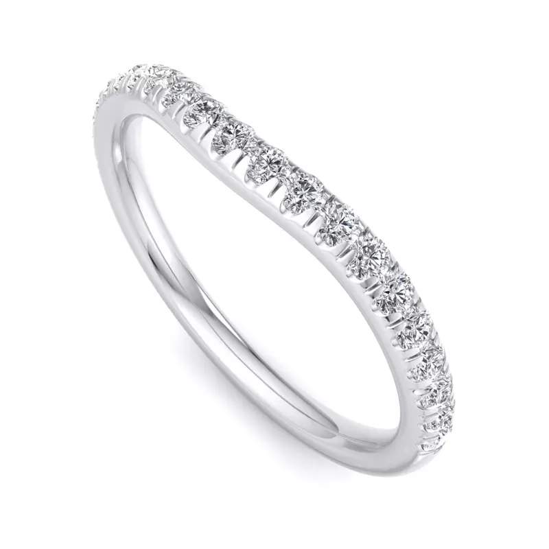14K White Gold Cecelia Pavé Curved Band