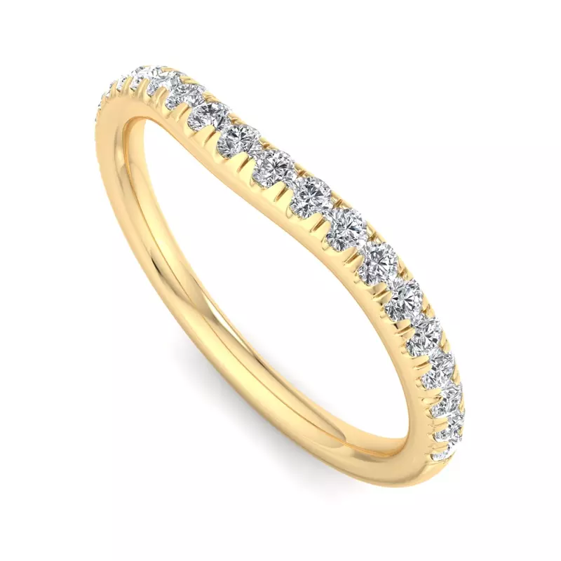18K Yellow Gold Cecelia Pavé Curved Band