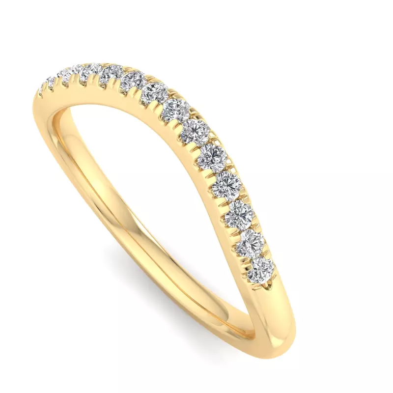 18K Yellow Gold Sasha Curved Pavé Band