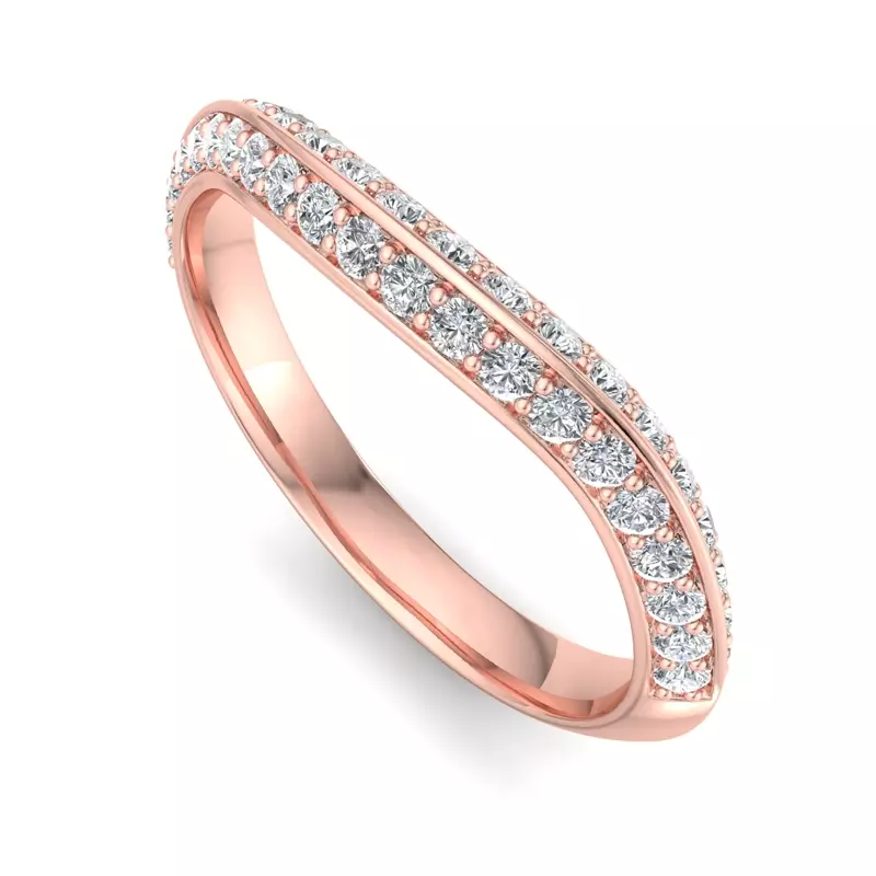 14K Rose Gold Gloria Knife-Edge Pavé Band