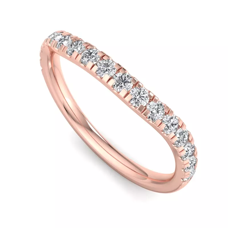 14K Rose Gold Abby Curved Pavé Band
