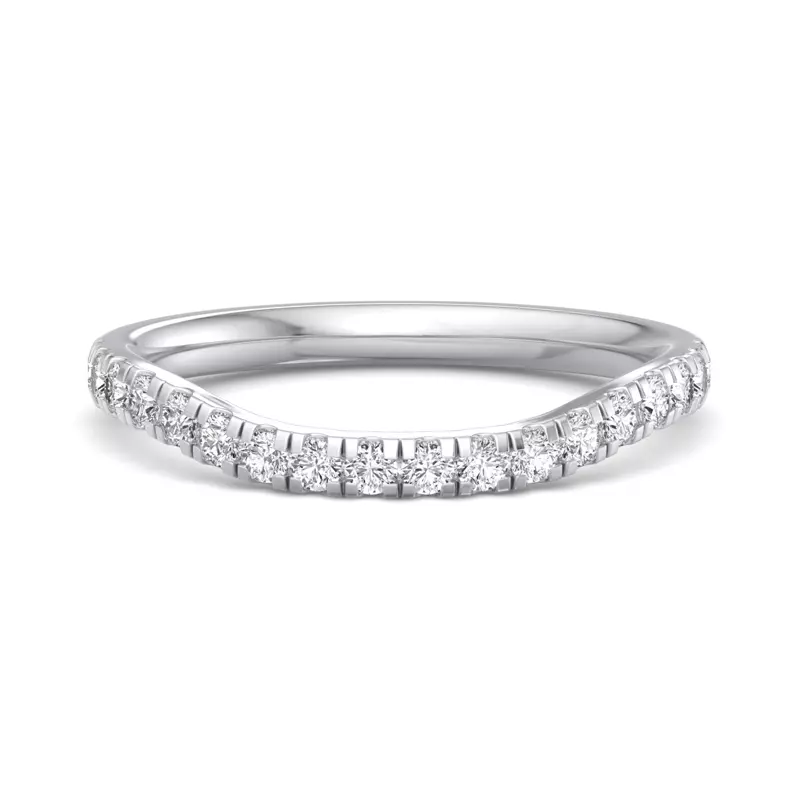 14K White Gold Abby Curved Pavé Band