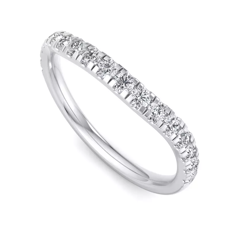 18K White Gold Abby Curved Pavé Band