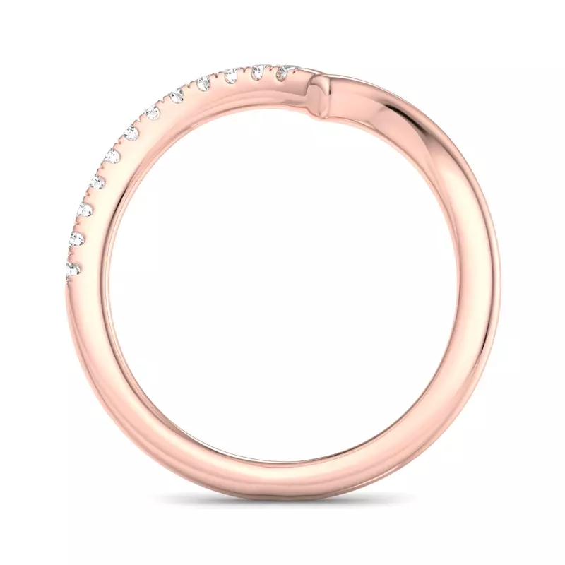14K Rose Gold Davina Off-Centered Chevron Pavé Band