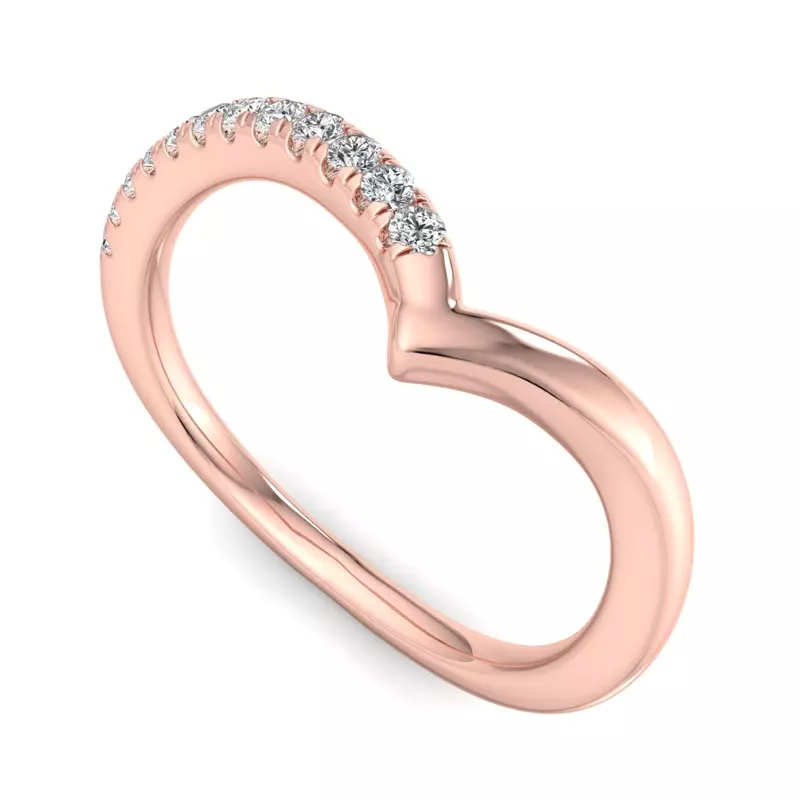 14K Rose Gold Davina Off-Centered Chevron Pavé Band