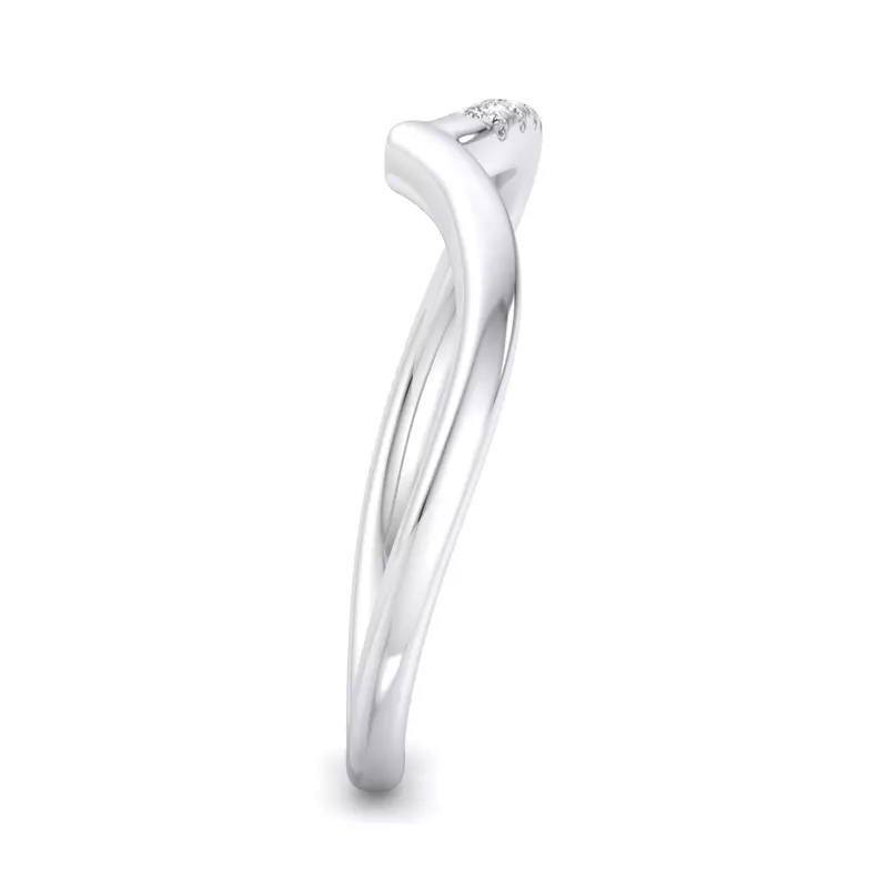 14K White Gold Davina Off-Centered Chevron Pavé Band