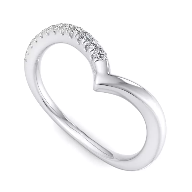 14K White Gold Davina Off-Centered Chevron Pavé Band