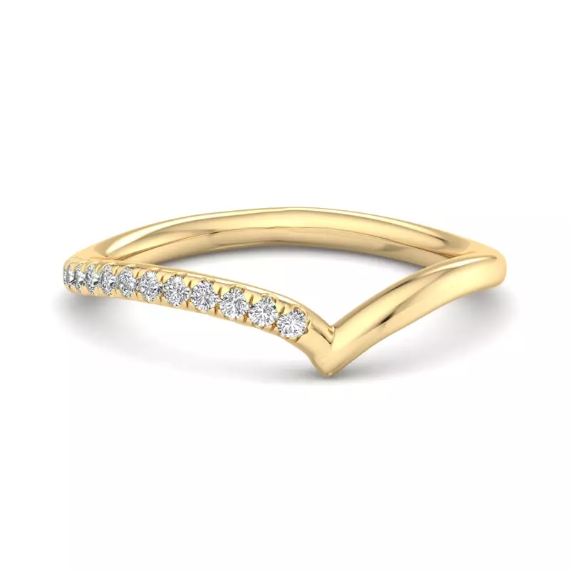 18K Yellow Gold Davina Off-Centered Chevron Pavé Band