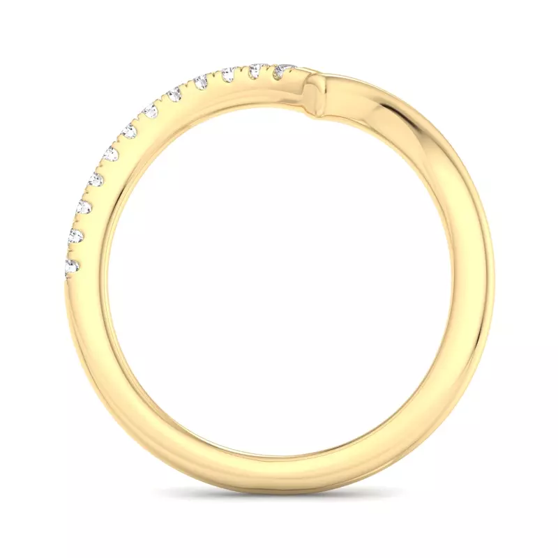 18K Yellow Gold Davina Off-Centered Chevron Pavé Band