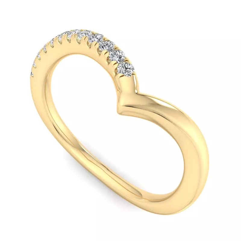18K Yellow Gold Davina Off-Centered Chevron Pavé Band