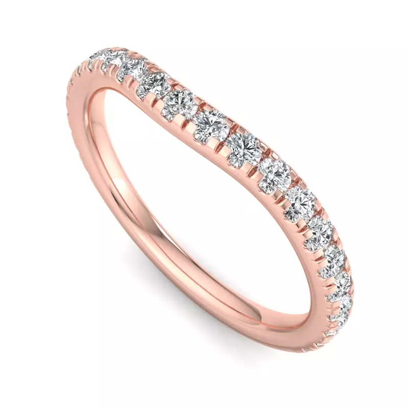 14K Rose Gold Lylah Curved Pavé Band