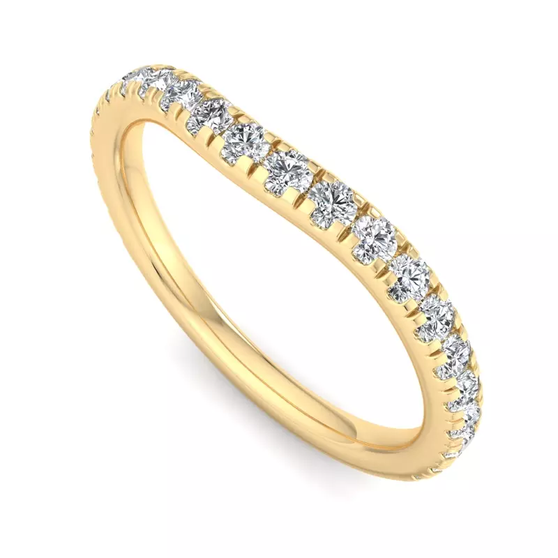 14K Yellow Gold Lylah Curved Pavé Band