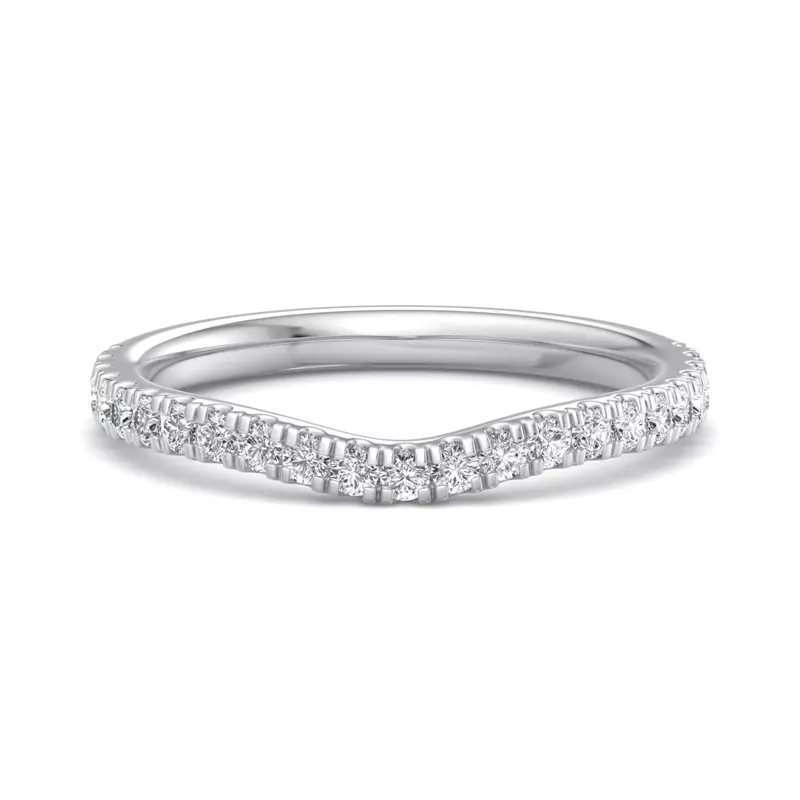 14K White Gold Opal Pavé Curved Band
