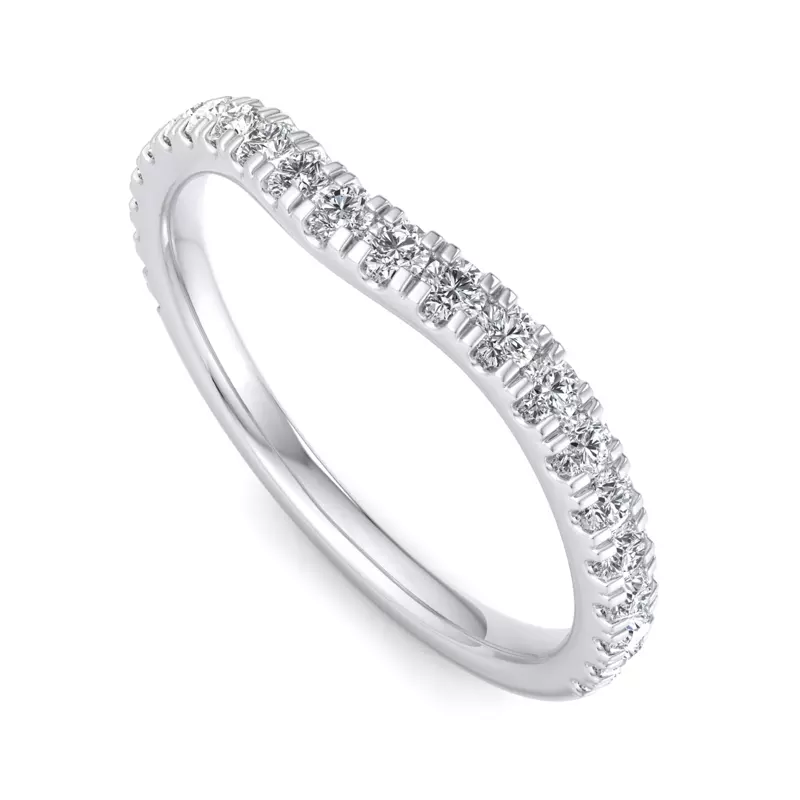 14K White Gold Opal Pavé Curved Band