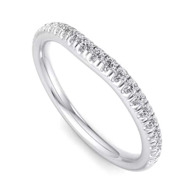 14K White Gold Michaela Curved Pavé Band