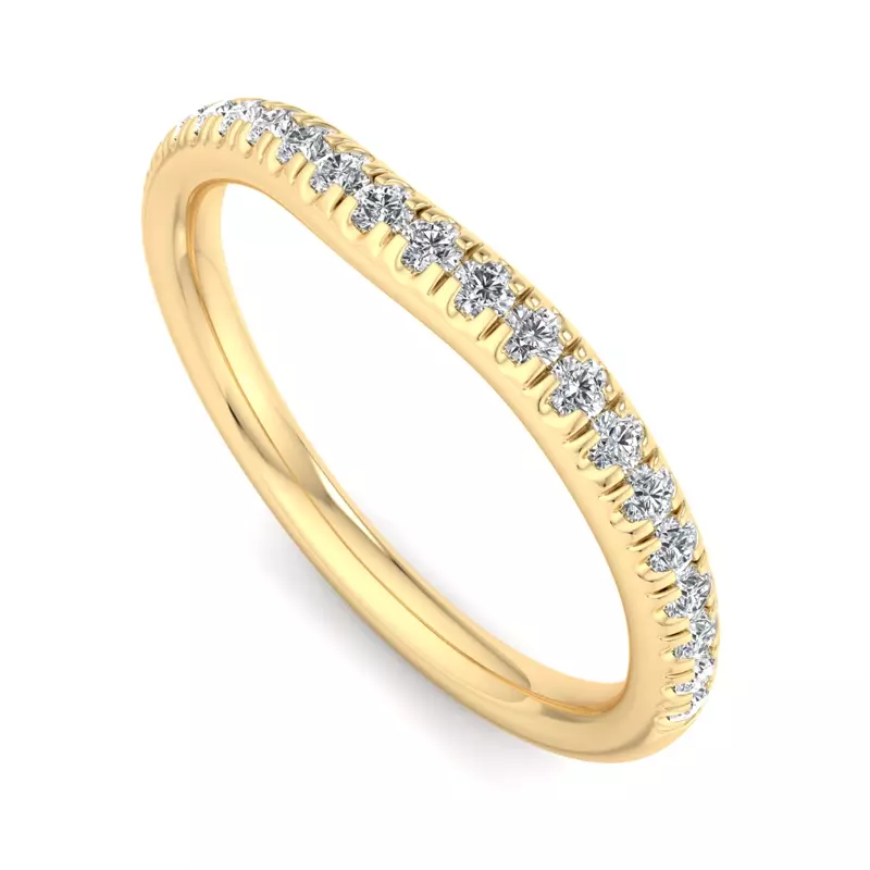 14K Yellow Gold Michaela Curved Pavé Band