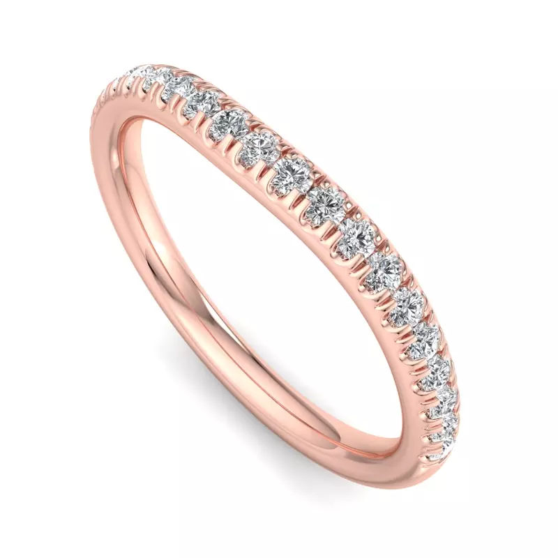 14K Rose Gold Aleena Curved Pavé Band