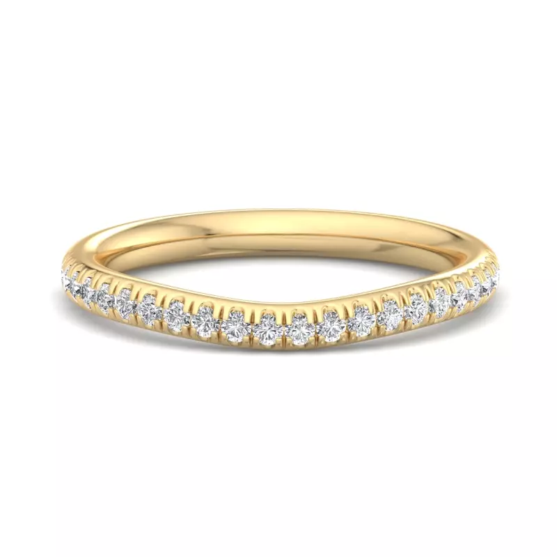 14K Yellow Gold Aleena Curved Pavé Band