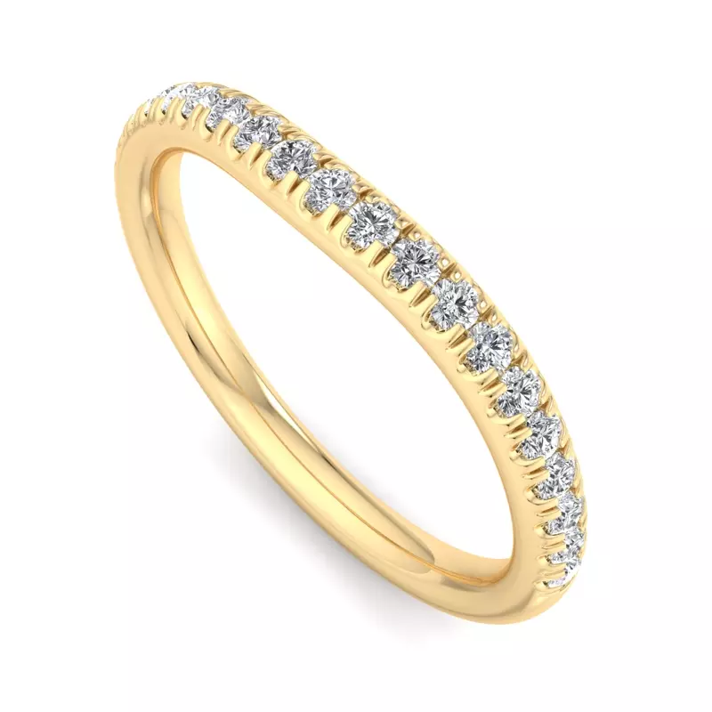 18K Yellow Gold Aleena Curved Pavé Band