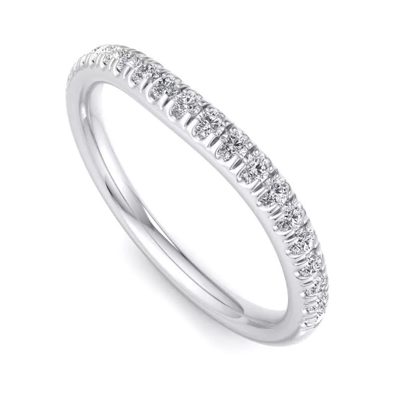 14K White Gold Ellis Curved Pavé Band