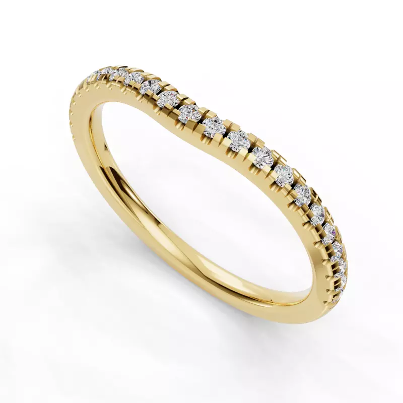 18K Yellow Gold Tillie Curved Pavé Band