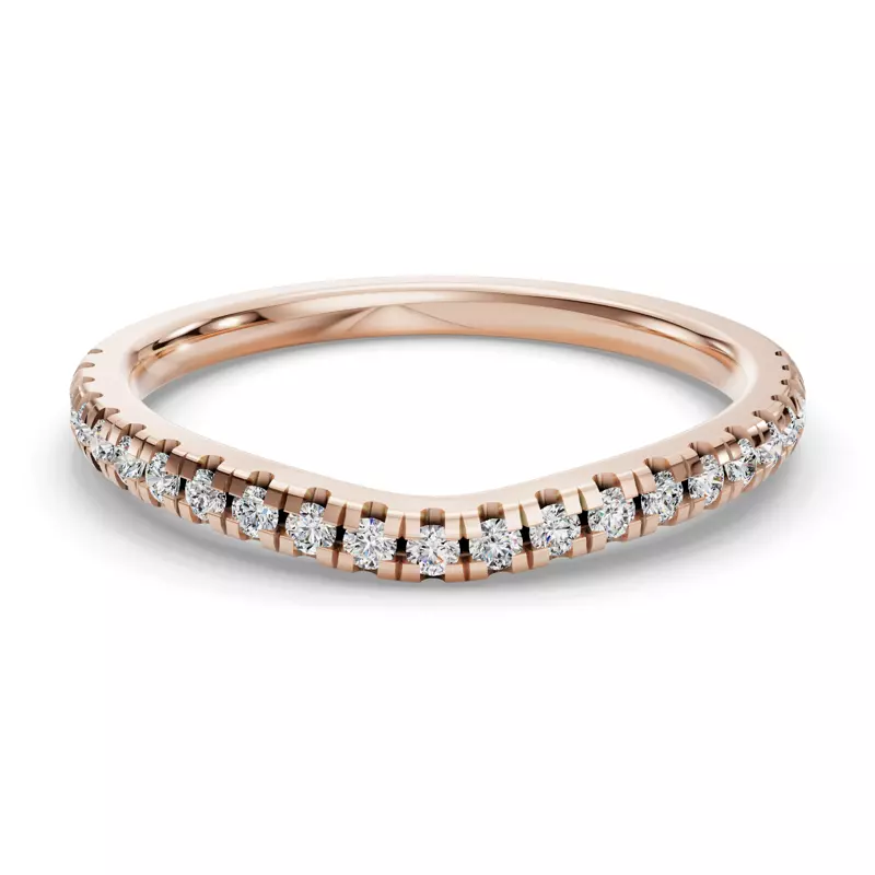 14K Rose Gold Remy Curved Pavé Band