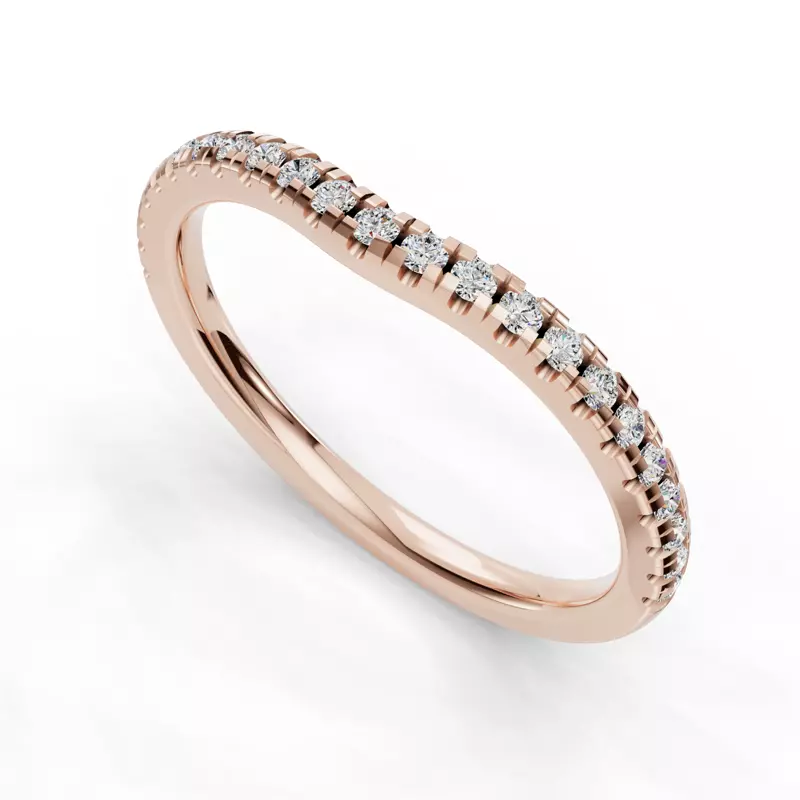 14K Rose Gold Remy Curved Pavé Band