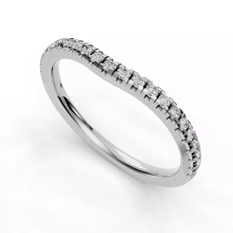 14K White Gold Remy Curved Pavé Band