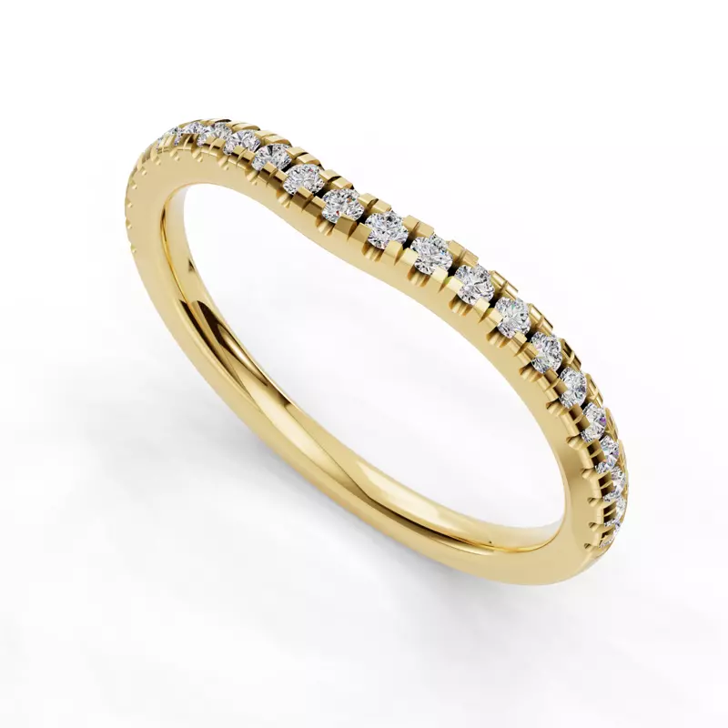 18K Yellow Gold Remy Curved Pavé Band