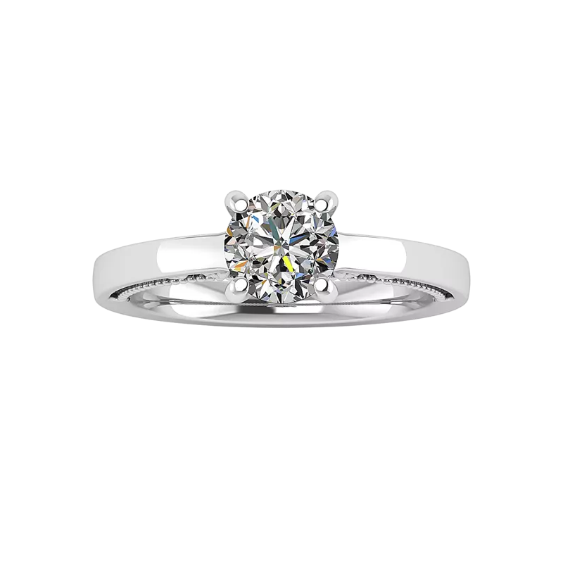 14K White Gold Melanie Filigree Solitaire Engagement Ring