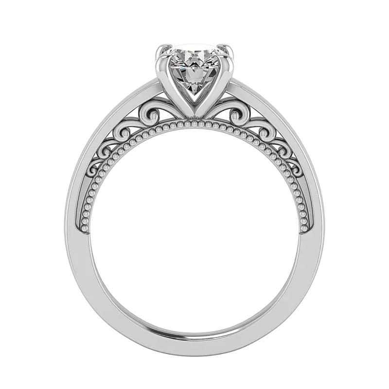 14K White Gold Melanie Filigree Solitaire Engagement Ring