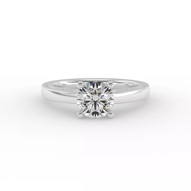14K White Gold Melanie Filigree Solitaire Engagement Ring