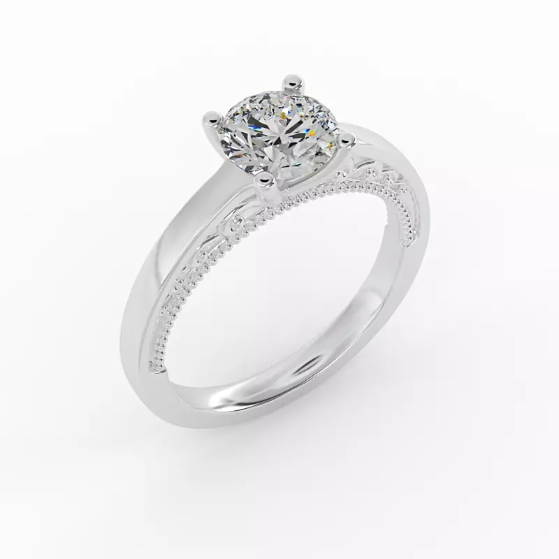 14K White Gold Melanie Filigree Solitaire Engagement Ring