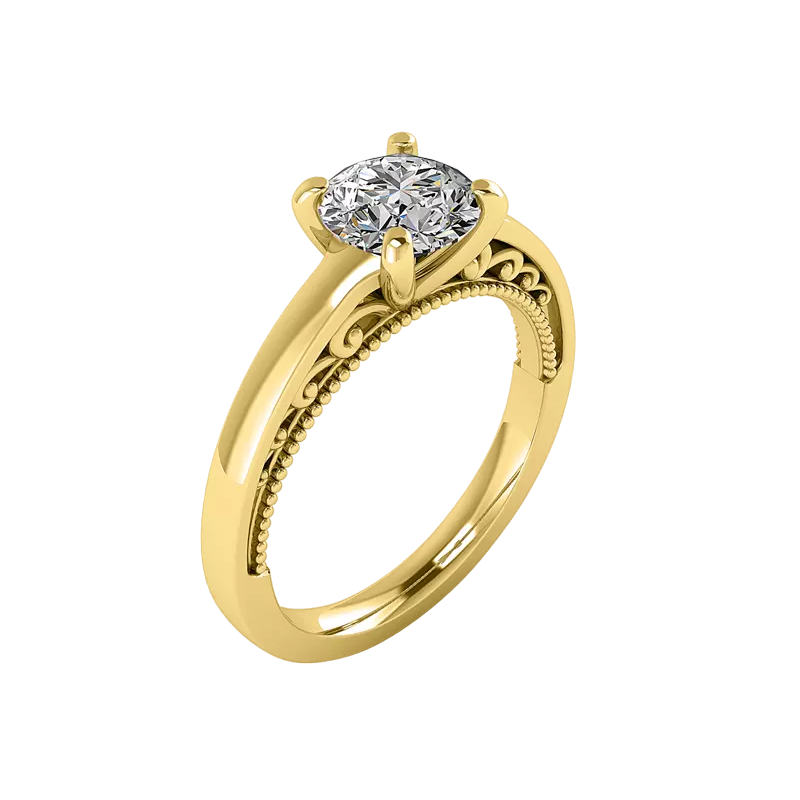 14K Yellow Gold Melanie Filigree Solitaire Engagement Ring