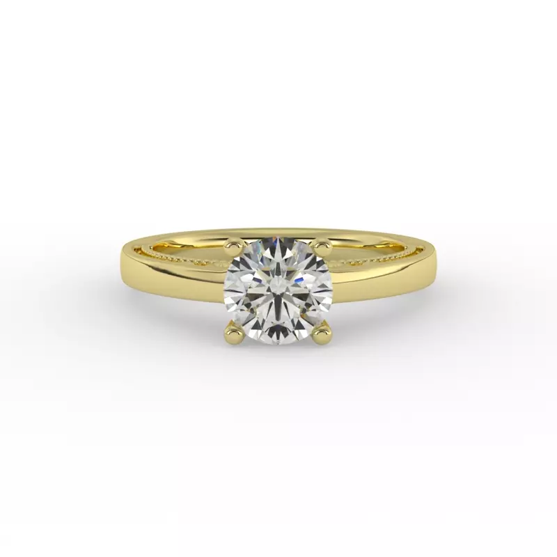 14K Yellow Gold Melanie Filigree Solitaire Engagement Ring