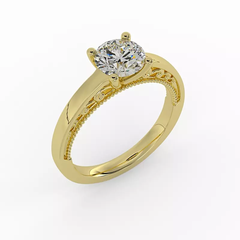 14K Yellow Gold Melanie Filigree Solitaire Engagement Ring
