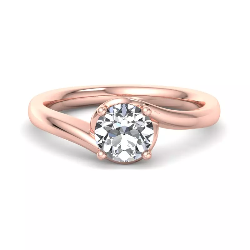 14K Rose Gold Evelyn Bypass Solitaire Engagement Ring