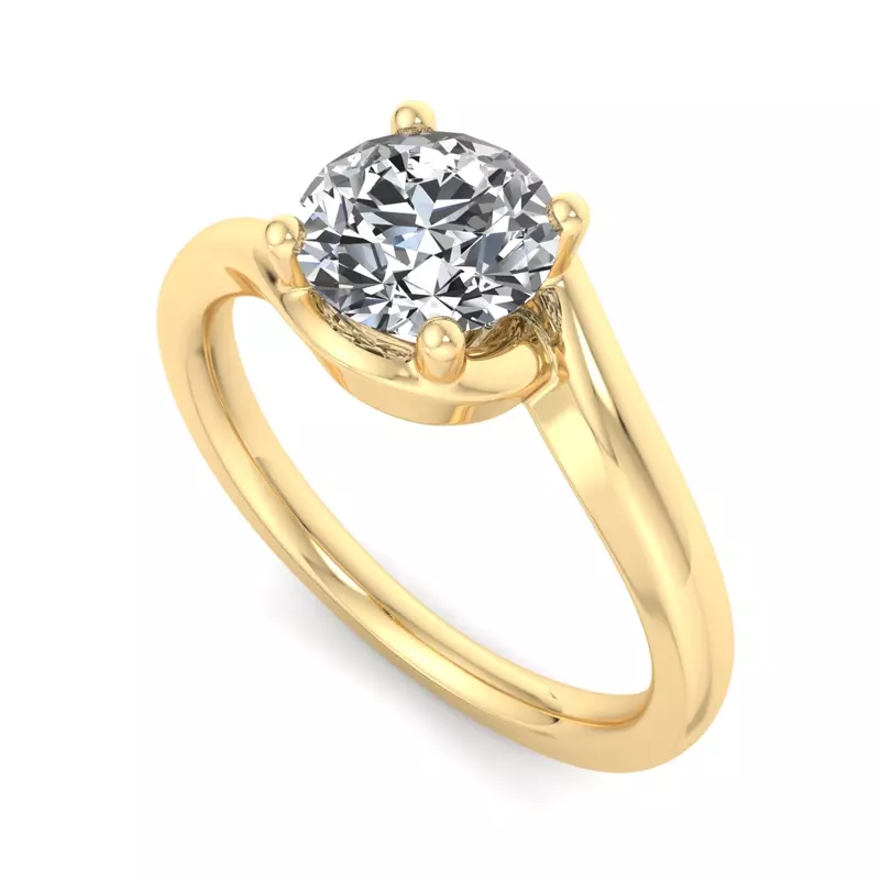 14K Yellow Gold Evelyn Bypass Solitaire Engagement Ring