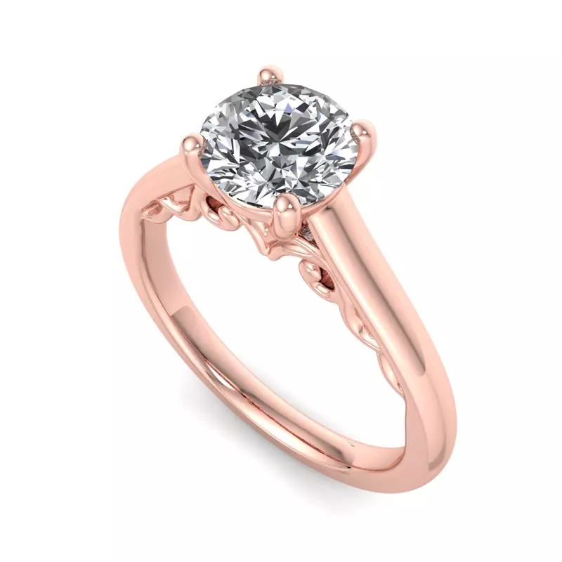 14K Rose Gold Hadley Filigree Solitaire Engagement Ring