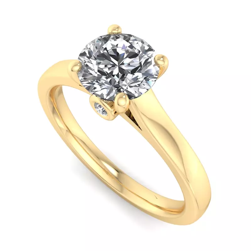 18K Yellow Gold Rose Solitaire Engagement Ring