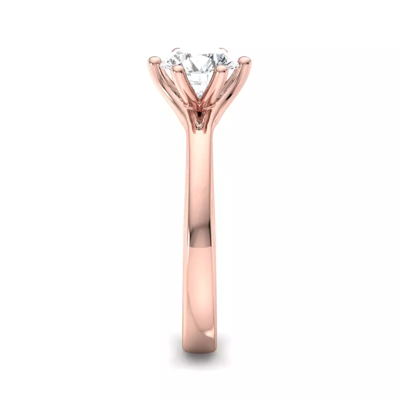 14K Rose Gold Kaylee 6 Prong Tapered Engagement Ring