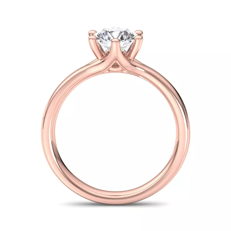 14K Rose Gold Kaylee 6 Prong Tapered Engagement Ring