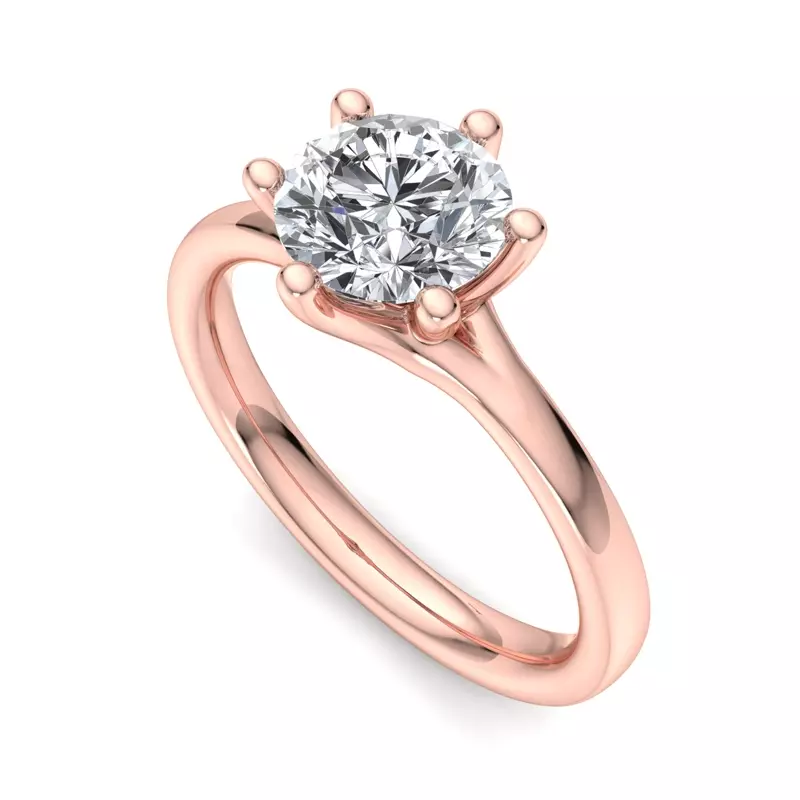 14K Rose Gold Kaylee 6 Prong Tapered Engagement Ring