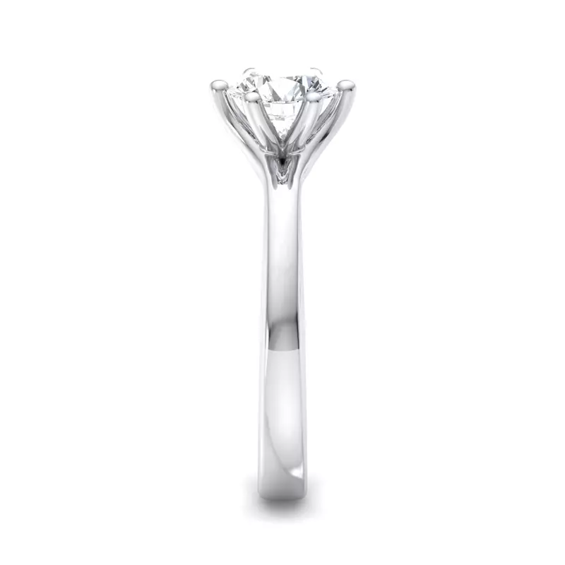 14K White Gold Kaylee 6 Prong Tapered Engagement Ring