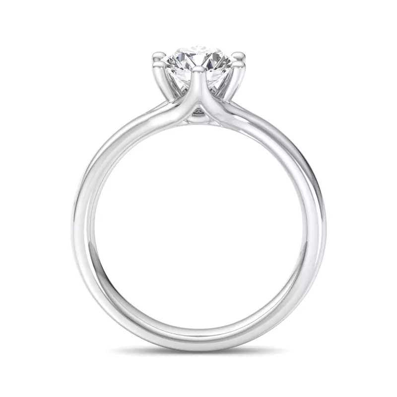14K White Gold Kaylee 6 Prong Tapered Engagement Ring