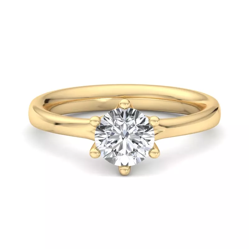 14K Yellow Gold Kaylee 6 Prong Tapered Engagement Ring