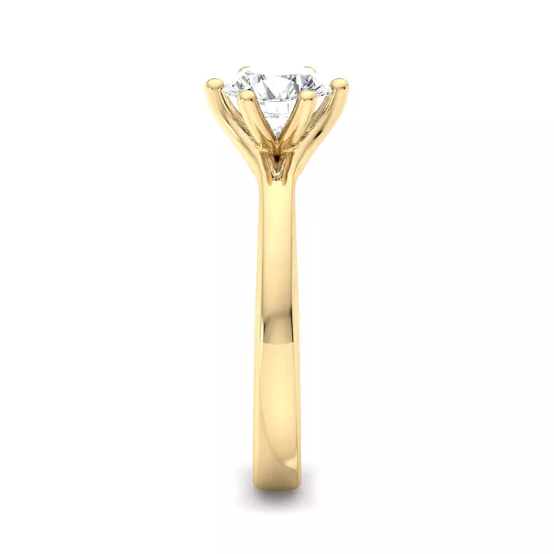 14K Yellow Gold Kaylee 6 Prong Tapered Engagement Ring
