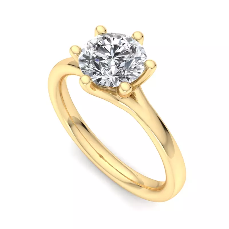 14K Yellow Gold Kaylee 6 Prong Tapered Engagement Ring