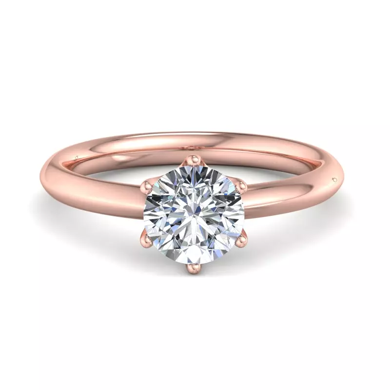 14K Rose Gold Olivia Knife Edge 6 Prong  Solitaire